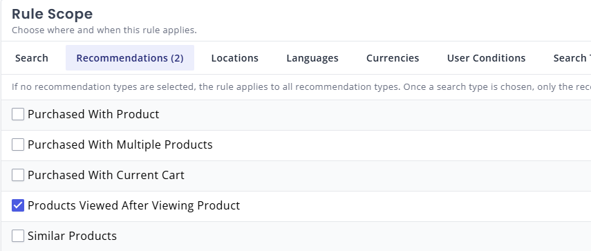 Select the recommendations you want to affect