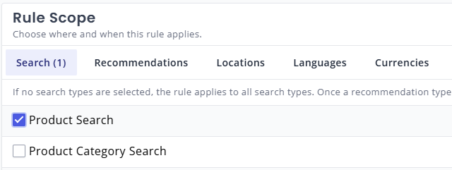 Choose the rule scope Search -> Product Search