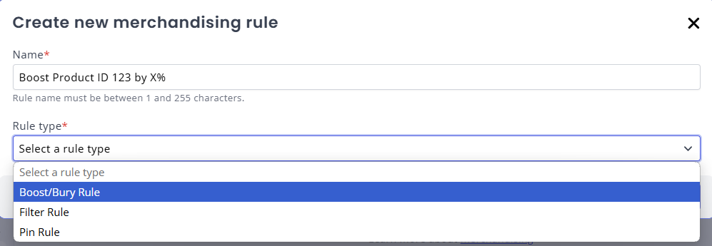 Create a new Merchandising Rule