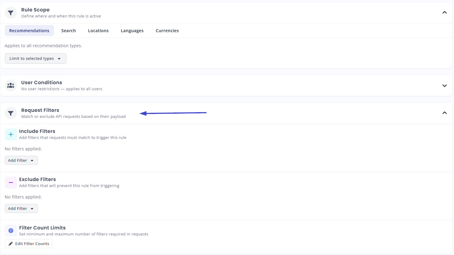 The Request Filter rule scope is what makes this method work