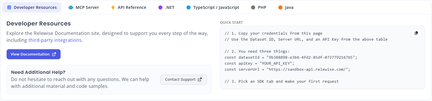 Finding help in the Developer Settings