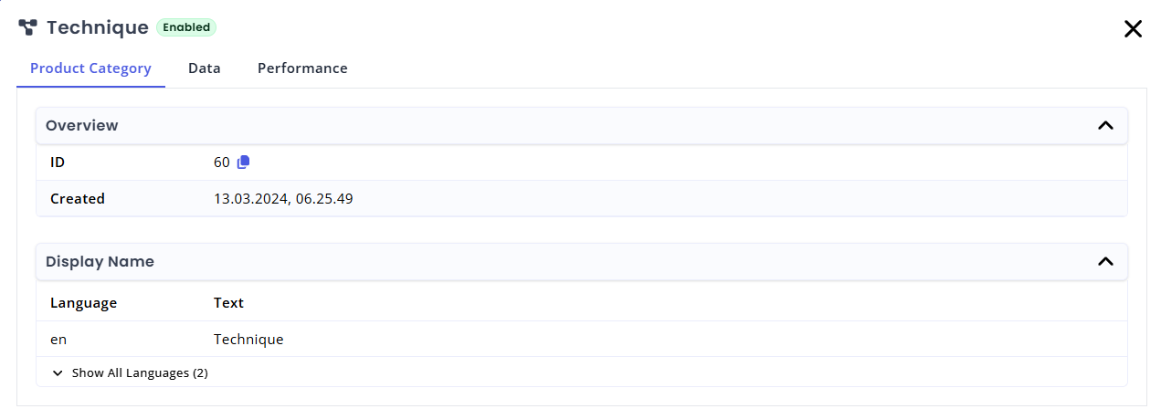 My Relewise Product Category Details