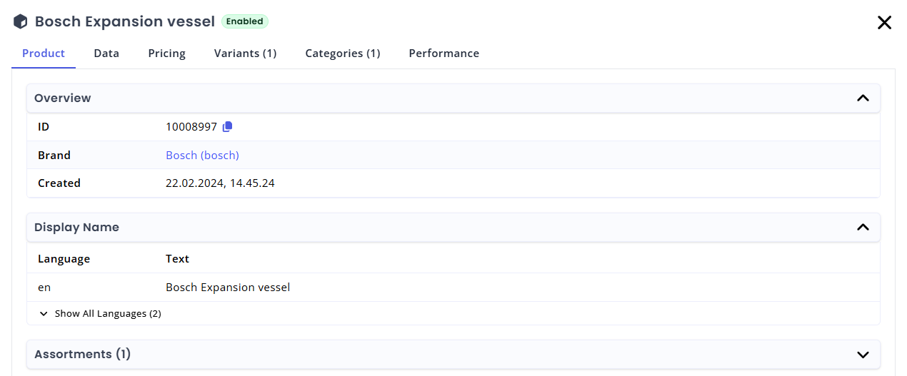 My Relewise Product Details