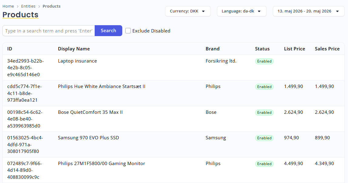 My Relewise Product Search