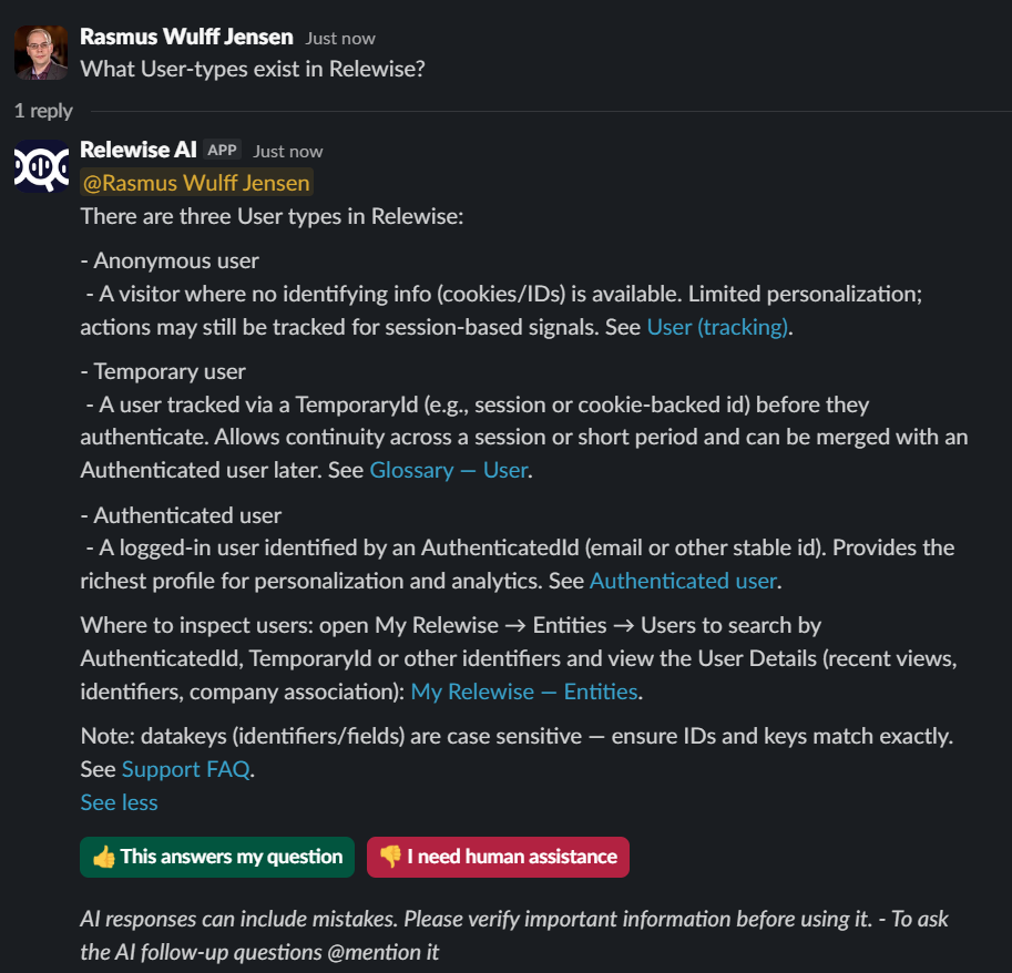 Relewise AI Response