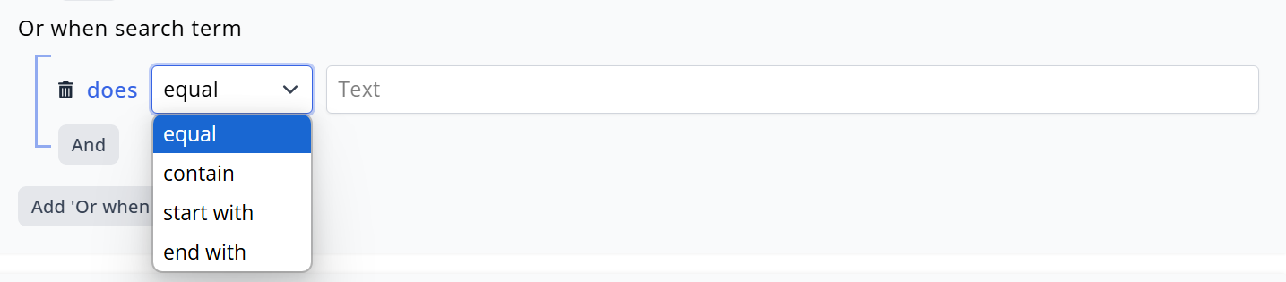 Search term match conditions