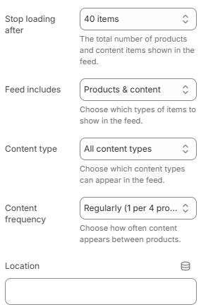 Adaptive Discovery settings in the Shopify theme editor
