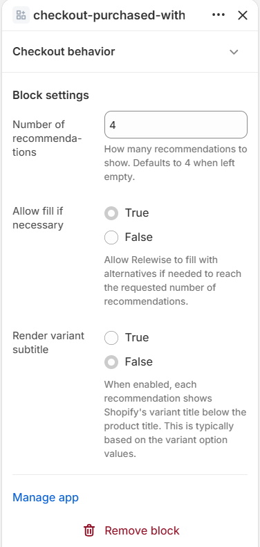 Extension Settings