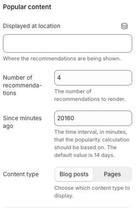 Configure Recommendation settings