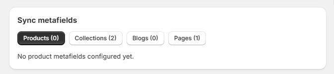 Example setup of syncing metafields in the Shopify App