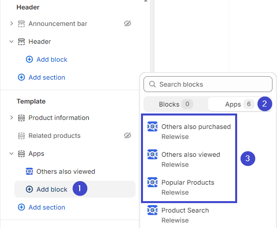 Set up your recommendation slider by adding it as a block to the desires section of the page
