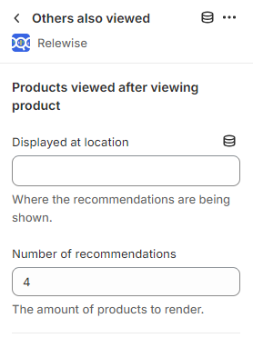 The recommendation block lets you define Display Location