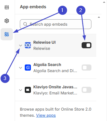 You will find the UI Components under the App Embeds settings