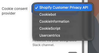 Select your cookie consent provider and hit Save
