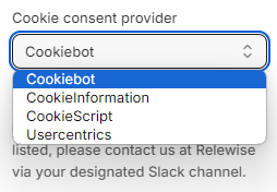 Select your cookie consent provider and hit Save