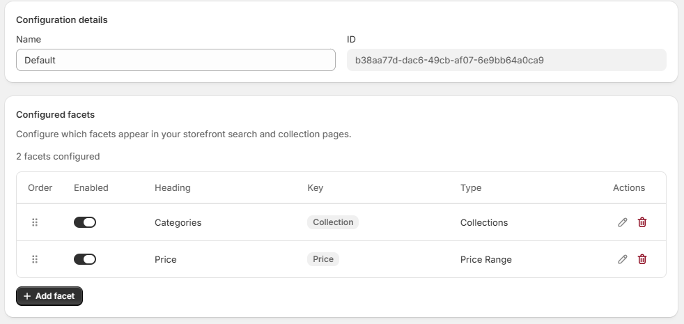 Search configuration